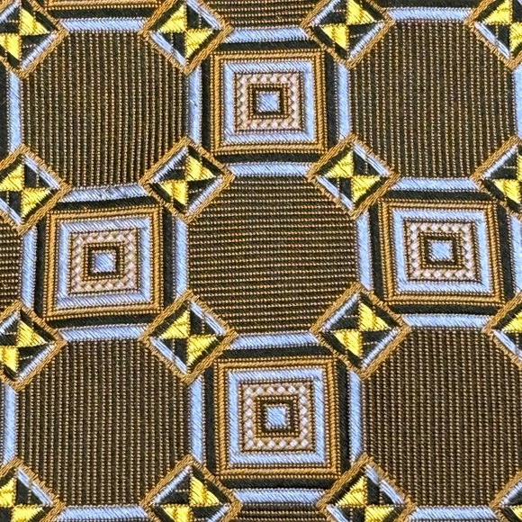 Robert Talbott Best Of Class Silk Tie Brown Blue Made In The USA 4” Geometric - Picture 4 of 9